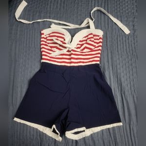 Pinup couture sailor playsuit S